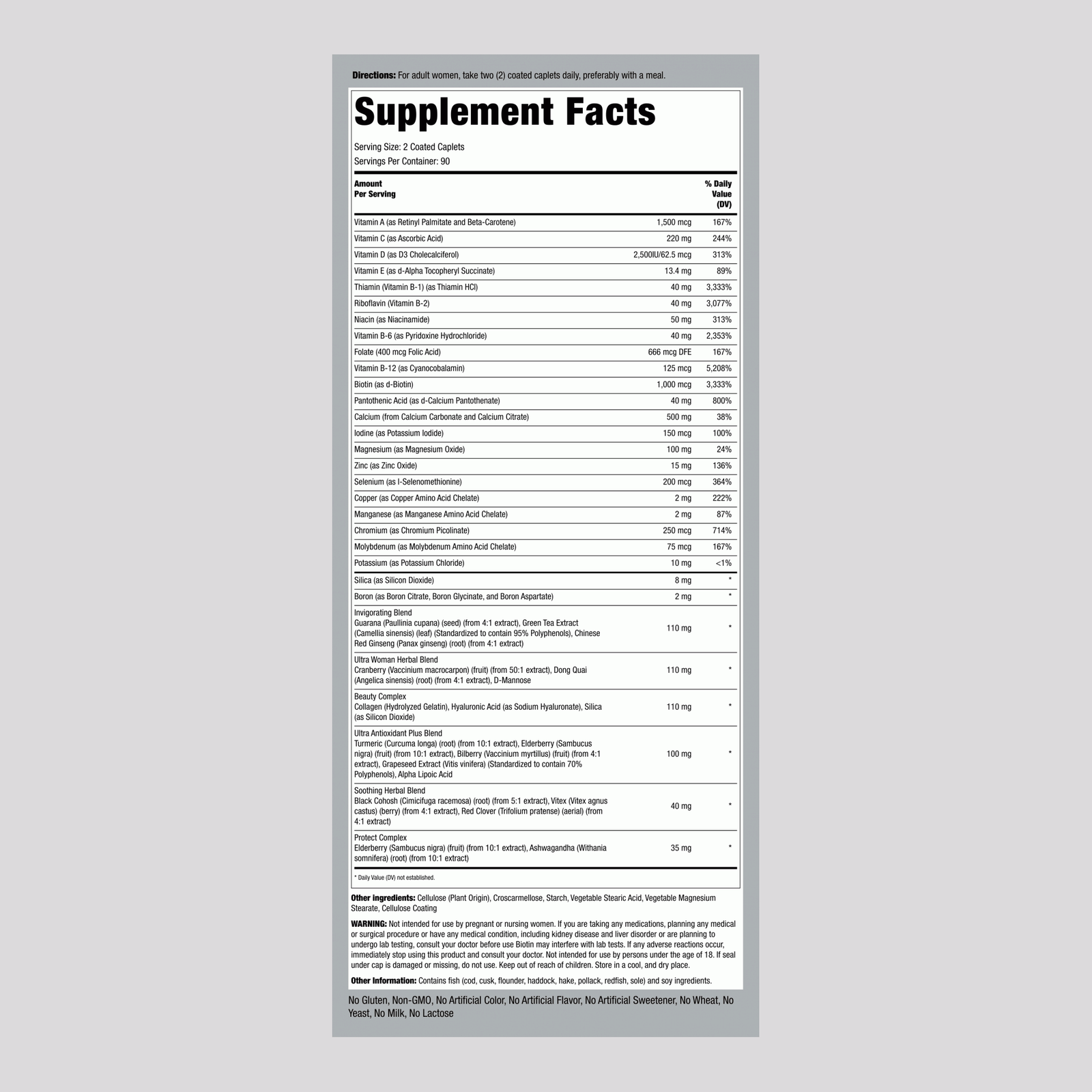 Multi vitamin for Women , 180 Coated Caplets - Image 2