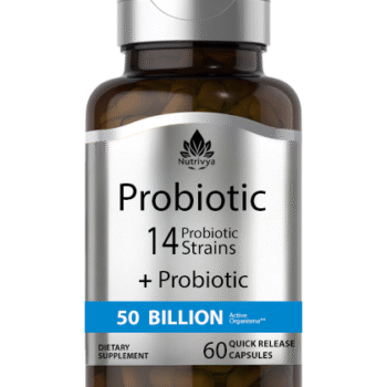 Nutrivya Probiotic 14 Strains 50 Billion Organisms plus Prebiotic bottle