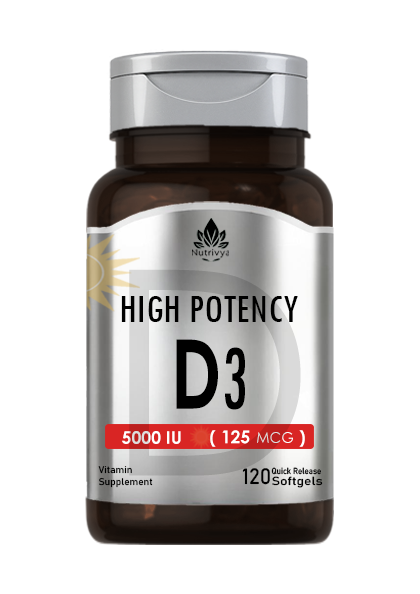 Nutrivya High Potency Vitamin D3 5000 IU Softgels