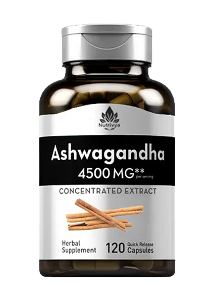 Nutrivya Ashwagandha 4500mg 120 Quick Release Capsules Bottle