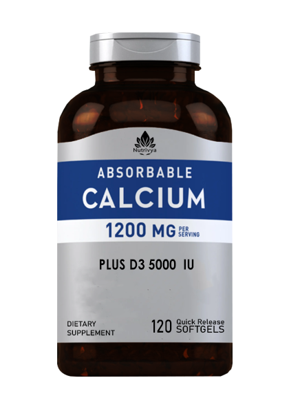 Nutrivya Absorbable Calcium 1200mg + D3 5000 IU Softgels Bottle