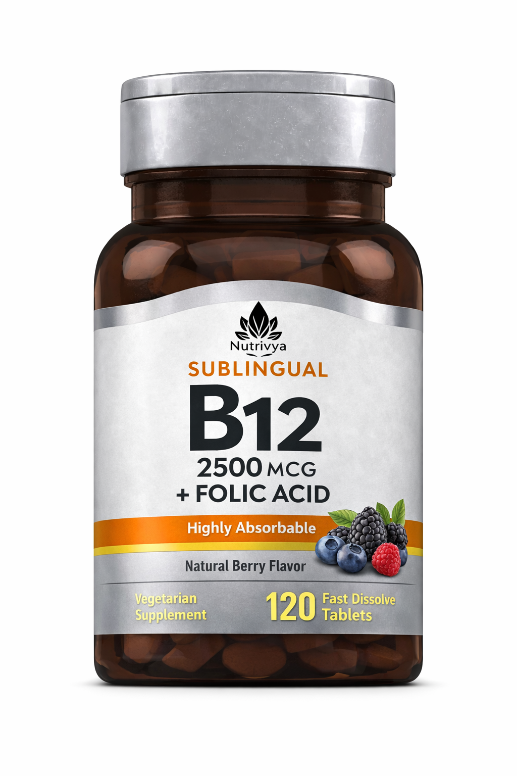 Nutrivya B12 2500 mcg Folic Acid 400 mcg Fast Dissolve Tablets