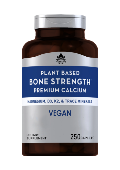 Nutrivya Bone Strength Formula Plant Based Calcium 250 Vegan Caplets Bottle