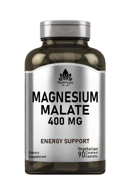 Nutrivya Magnesium Malate 400mg 90 Coated Caplets Bottle