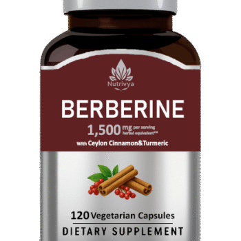 “Nutrivya Berberine 1500mg with Ceylon Cinnamon & Turmeric – 120 Veggie Capsules Bottle”